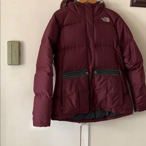 The North Face Burgundy Coat with removable Fur